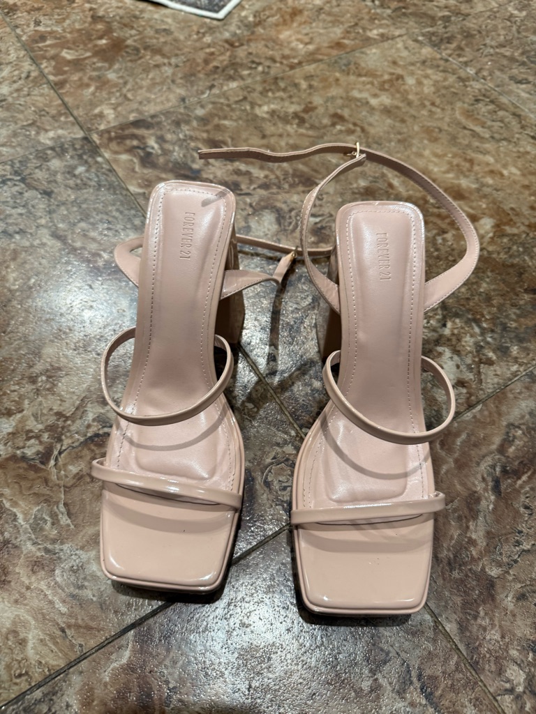 Forever 21 Women’s Nude Strappy Square-Toe Heels